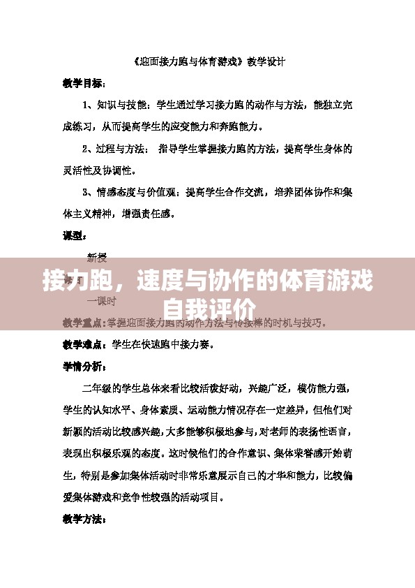 接力跑，速度與協(xié)作的完美融合——我的體育游戲自我評價