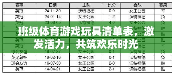 班級(jí)體育游戲玩具清單，激發(fā)活力，共筑歡樂(lè)時(shí)光