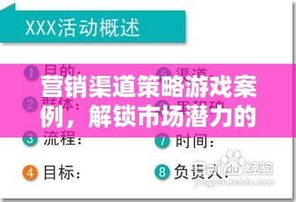 營銷渠道策略游戲案例，解鎖市場潛力的渠道迷宮