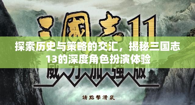 探索歷史與策略的交匯，揭秘三國(guó)志13的深度角色扮演體驗(yàn)