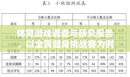 全民健身挑戰(zhàn)賽，體育游戲調(diào)查與研究的啟示