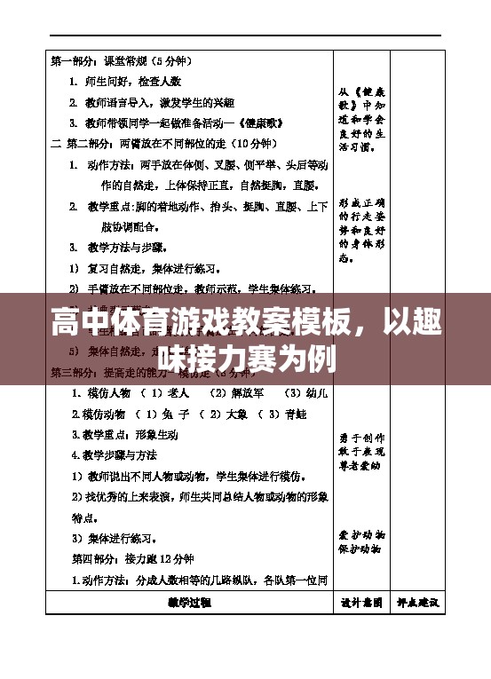 高中趣味接力賽體育游戲教案設(shè)計