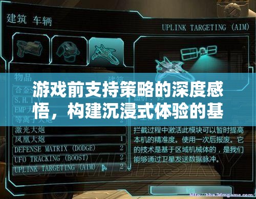 游戲前支持策略的深度感悟，構(gòu)建沉浸式體驗的基石