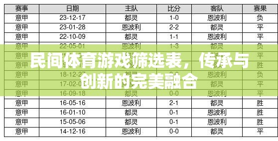 民間體育游戲篩選表，傳承與創(chuàng)新的完美融合  第1張