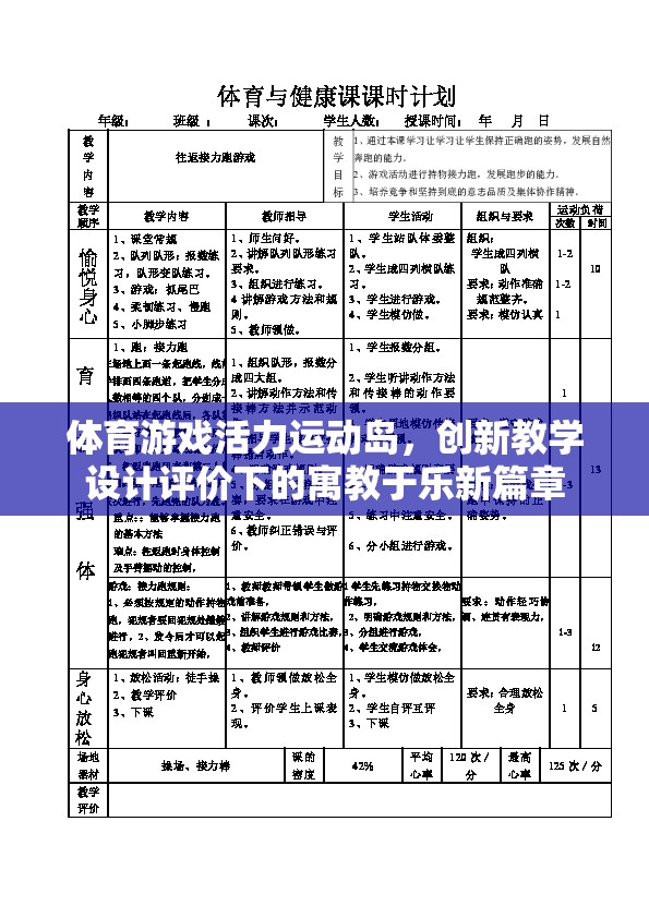 創(chuàng)新教學設計評價下的體育游戲，活力運動島的寓教于樂新篇章