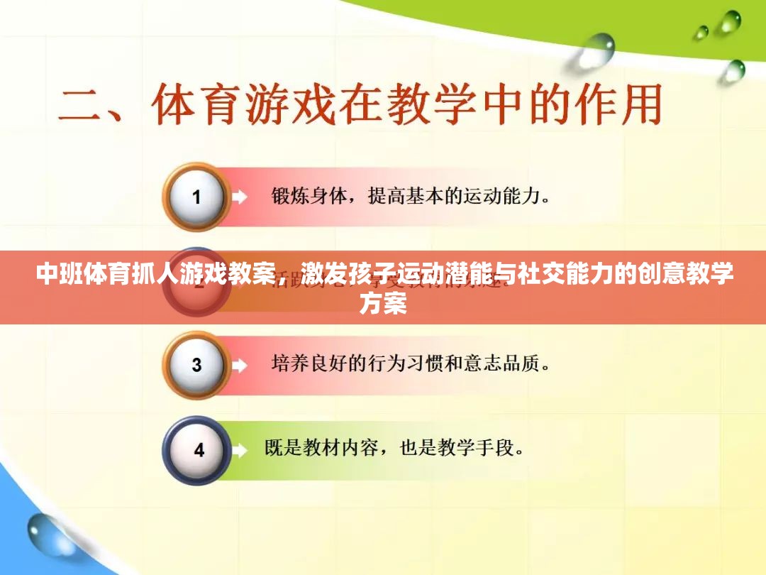 中班體育抓人游戲，激發(fā)孩子運(yùn)動潛能與社交能力的創(chuàng)意教學(xué)方案