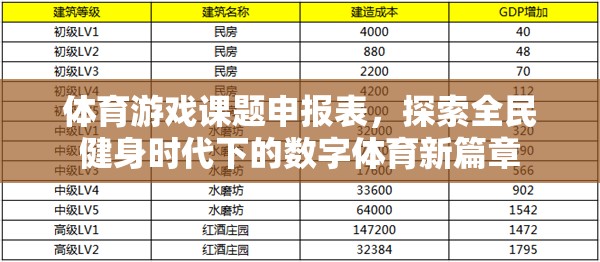 全民健身時(shí)代下的數(shù)字體育新篇章，體育游戲課題申報(bào)與探索