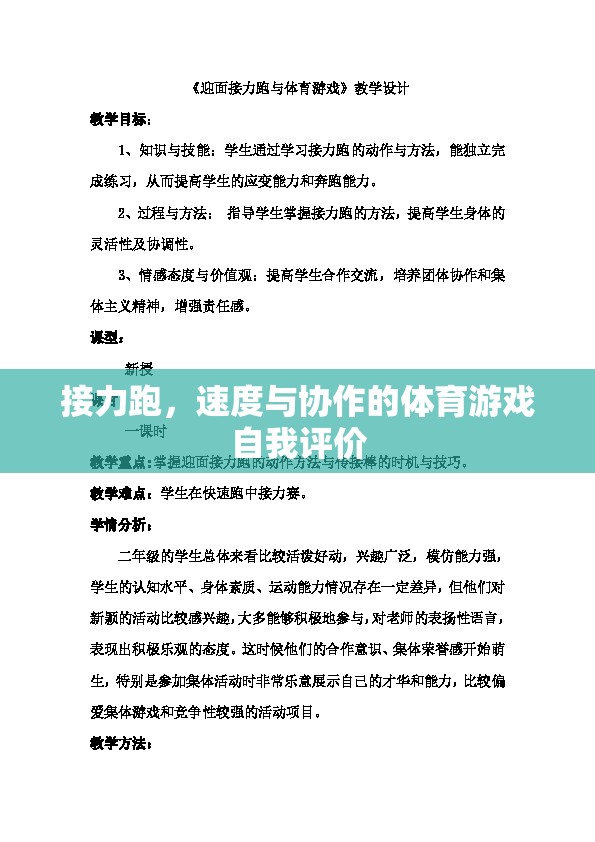 接力跑，速度與協(xié)作的完美融合——我的體育游戲自我評價