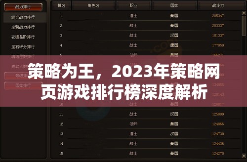 策略為王，2023年策略網(wǎng)頁游戲排行榜深度解析