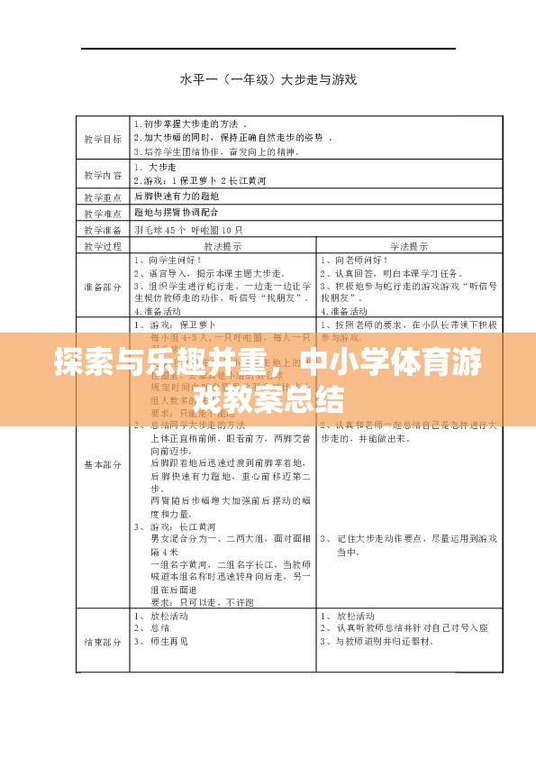 探索與樂趣并重，中小學(xué)體育游戲教案的實(shí)踐與總結(jié)