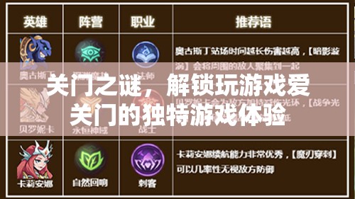 解鎖獨特游戲體驗，關(guān)門之謎的秘密