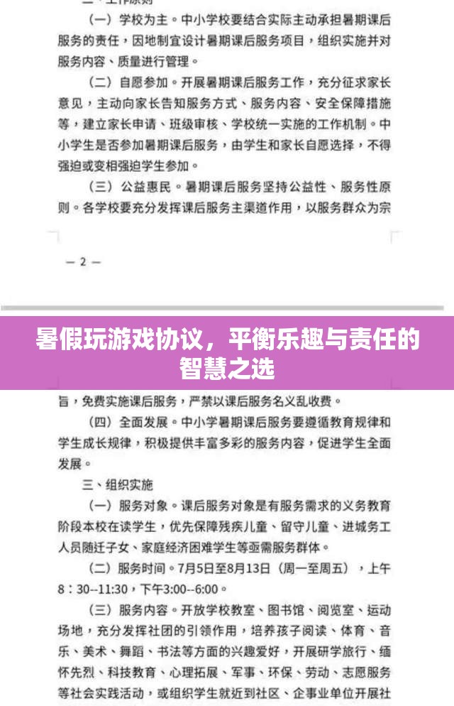 暑假游戲平衡協(xié)議，智慧之選，樂在其中