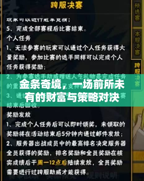 金條奇境，財(cái)富與策略的未嘗挑戰(zhàn)