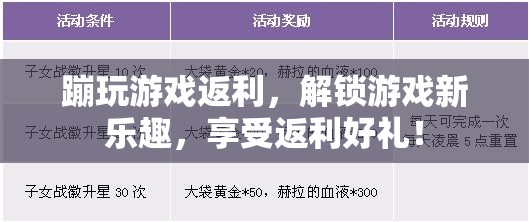 游戲返利解鎖新樂(lè)趣，享受返利好禮！