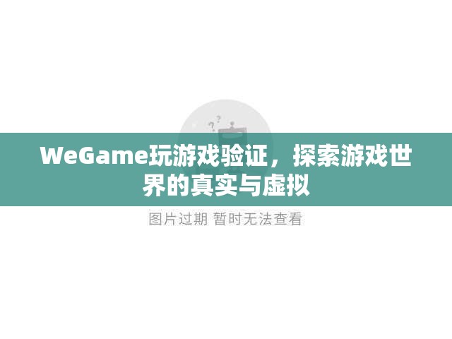 WeGame游戲驗(yàn)證，探索游戲世界的真實(shí)與虛擬