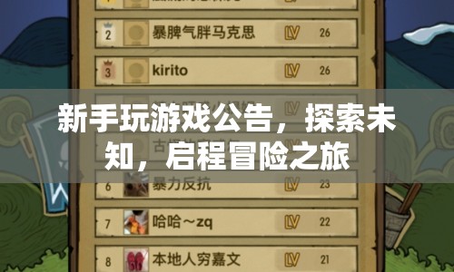 新手啟程，探索未知，開啟冒險(xiǎn)之旅