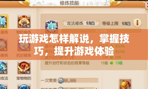 如何提升游戲解說技巧，讓游戲體驗(yàn)更精彩？