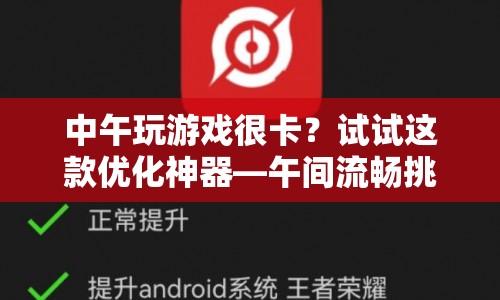 午間流暢挑戰(zhàn)，優(yōu)化神器助你解決游戲卡頓問題