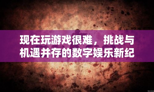 挑戰(zhàn)與機(jī)遇并存的數(shù)字娛樂新紀(jì)元，游戲之路何去何從？