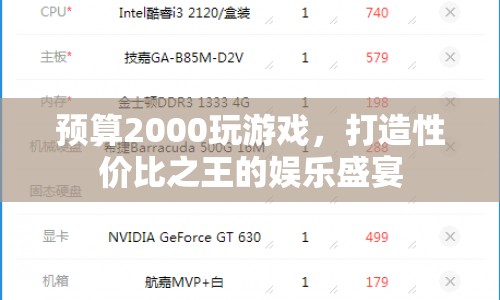 2000元打造性價比之王，游戲娛樂盛宴全攻略